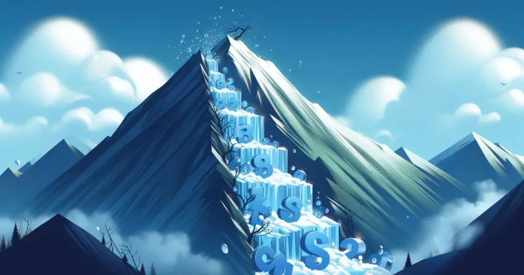 Representação visual do método avalanche para quitação de dívidas, eliminando primeiro as dívidas com maiores taxas de juros.