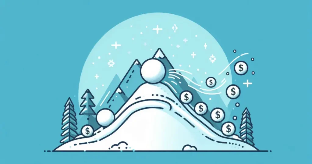 Visualização do método bola de neve para eliminação de dívidas, mostrando o efeito cumulativo de quitar primeiro as menores dívidas.