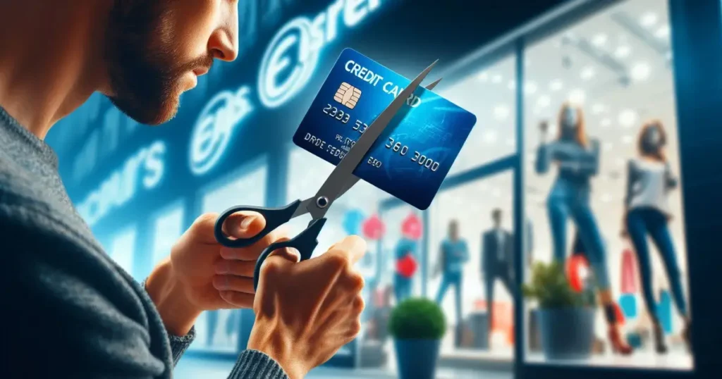 Cortar o cartão de crédito como símbolo da determinação em evitar novas dívidas e mudar hábitos financeiros.